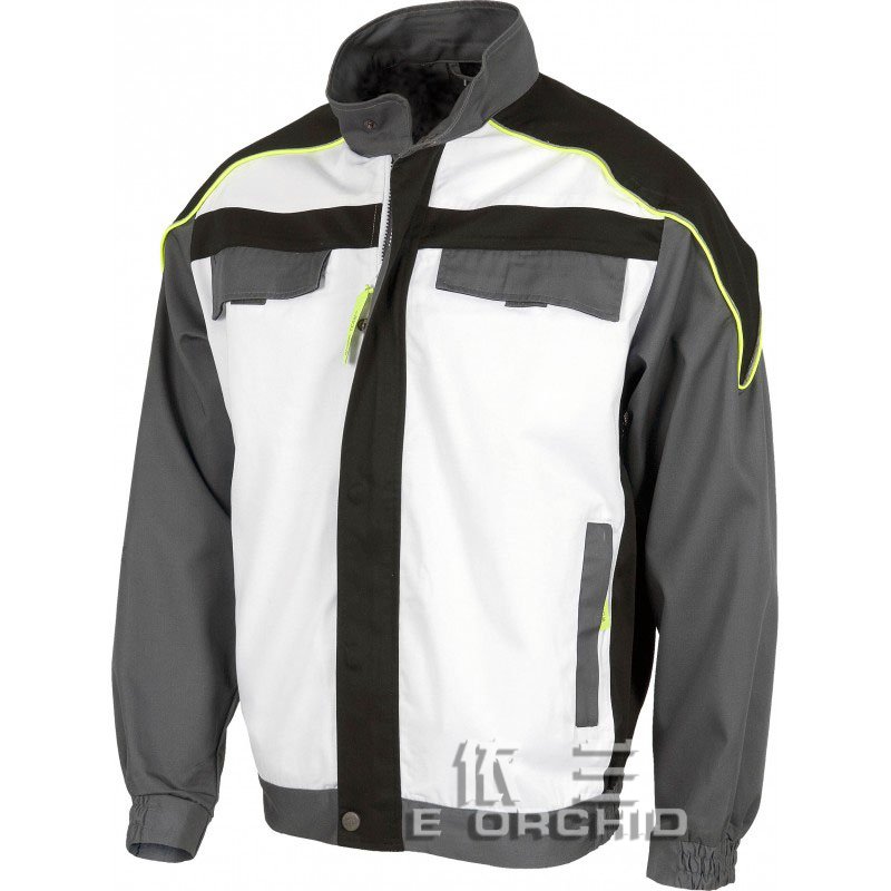 灰白色拼接長袖工作服定制