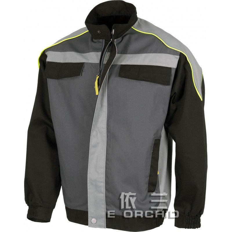 灰黑色拼接長袖工作服定制