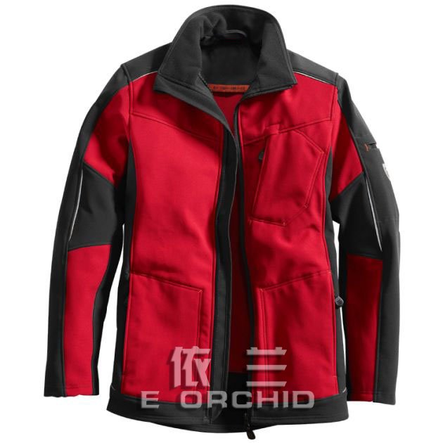 物業維修工作服正面照 紅色拼色