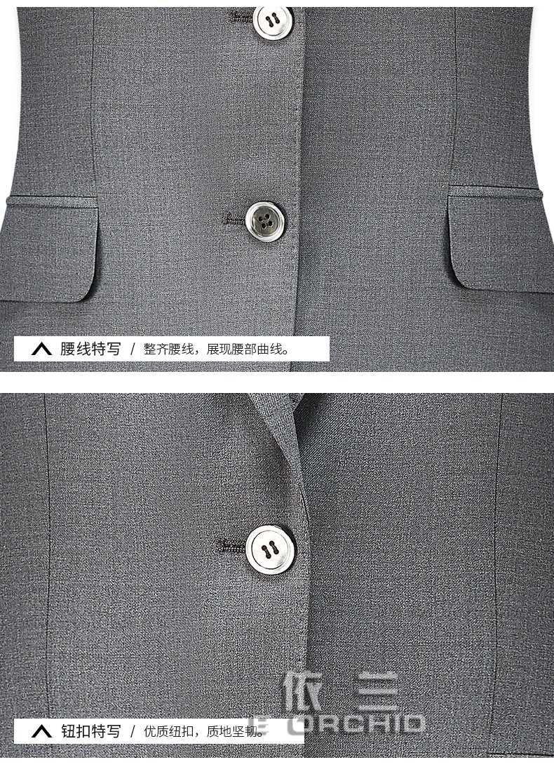 灰色100%羊毛女士西服套裝細節圖