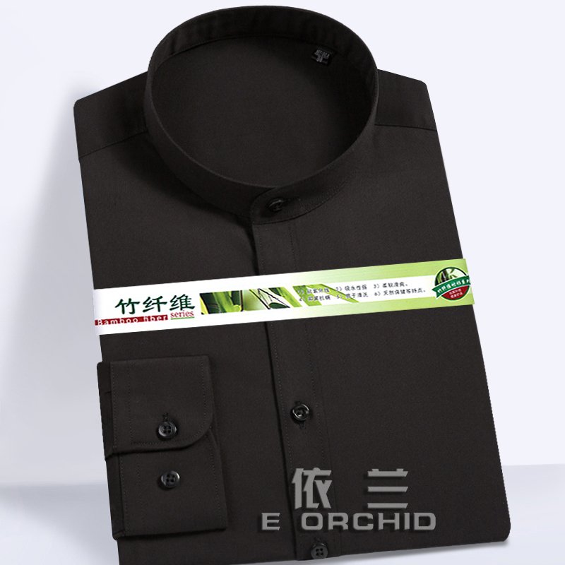 黑色立領(lǐng)男士襯衫定制圖片