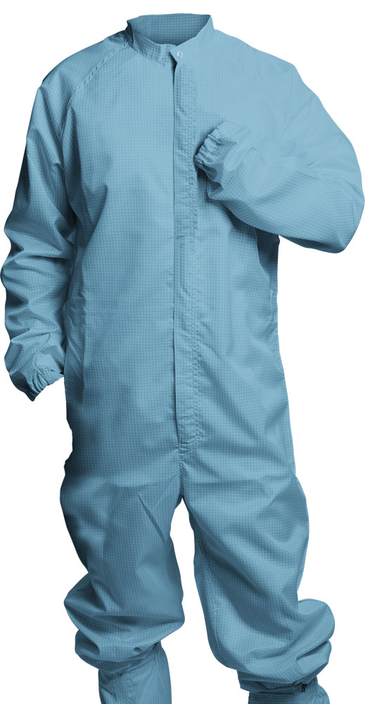 淺藍色防塵防靜電工作服正面圖