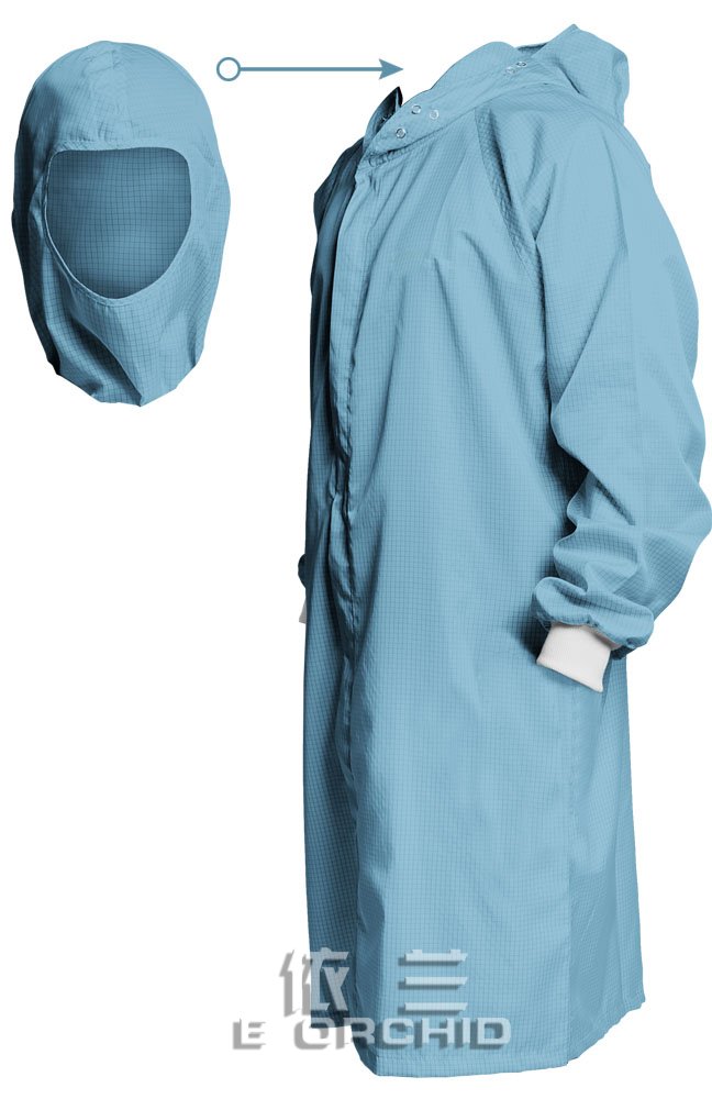 淺藍(lán)色防塵帶帽連體工作服圖片