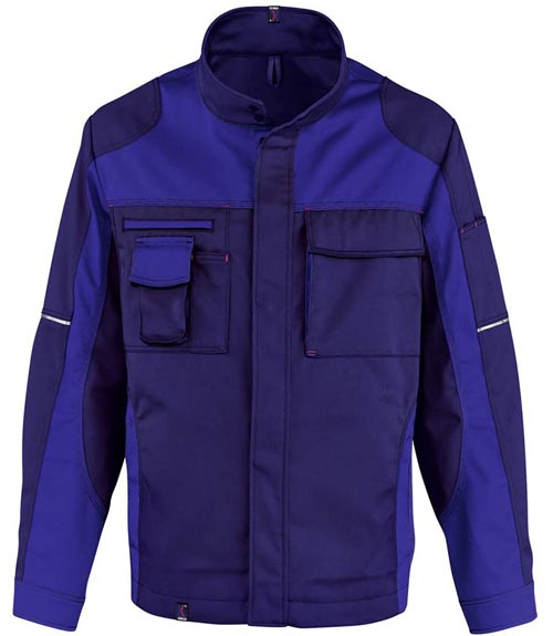 時尚純棉長袖機修工作服 藍色拼色款式圖