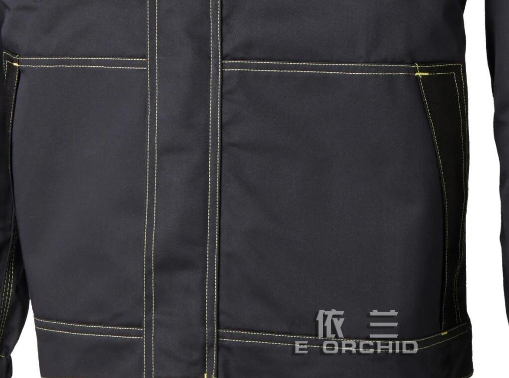 電焊工長袖牛仔工作服門襟細節(jié)圖