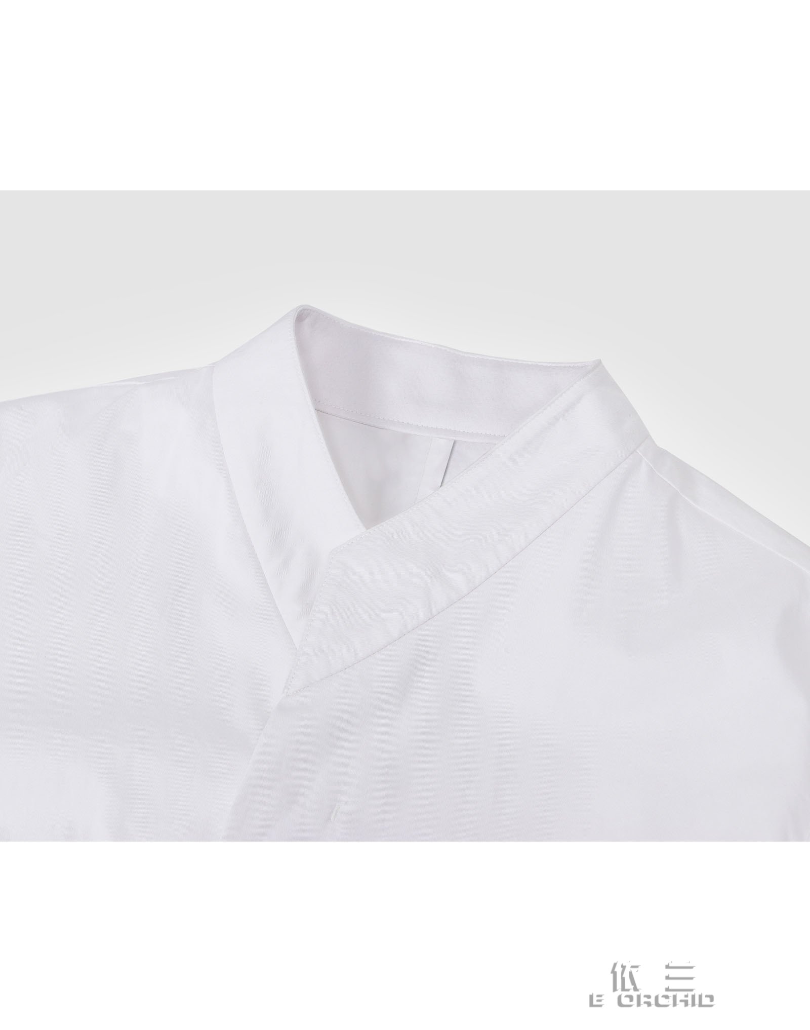 高檔餐廳廚師長袖工作服衣領細節圖