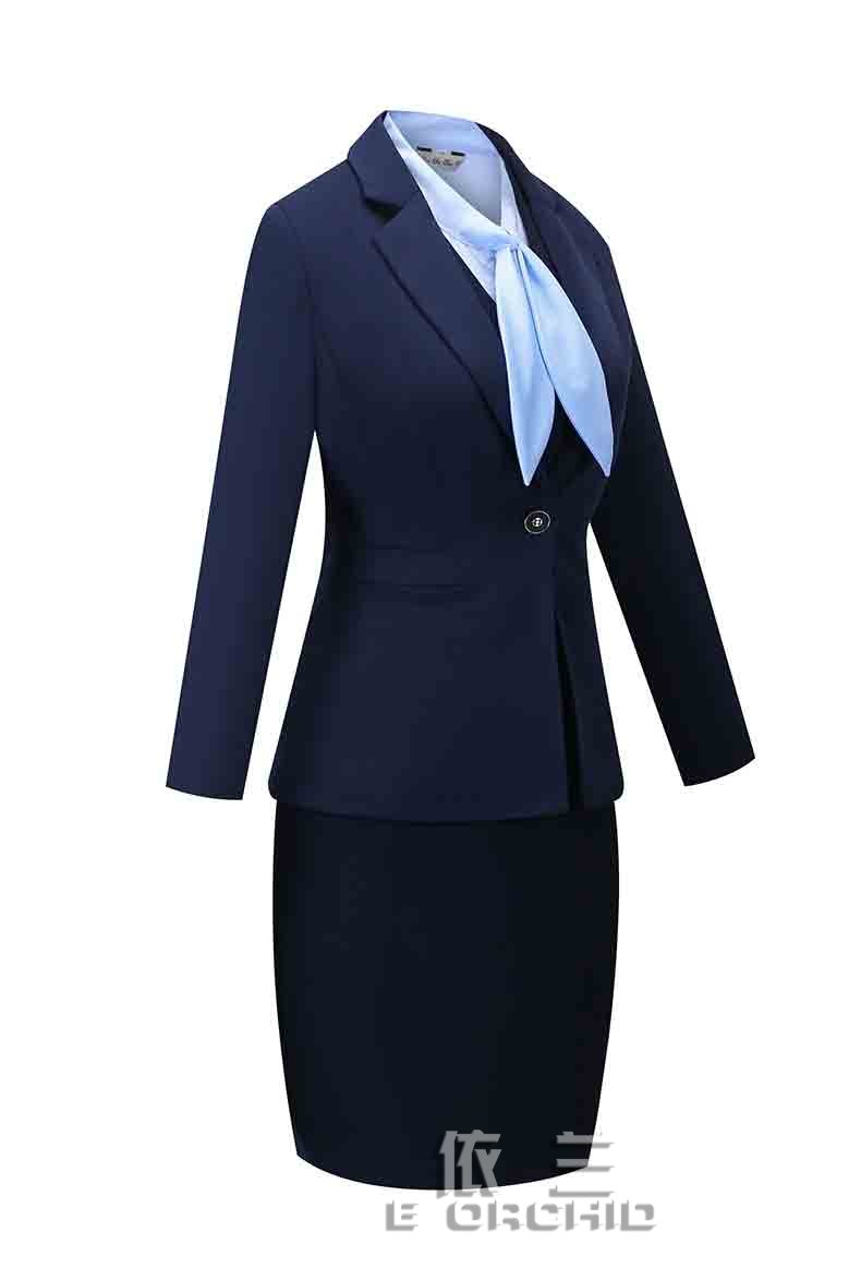 羊毛一粒扣女士銀行工作服套裙側面圖片