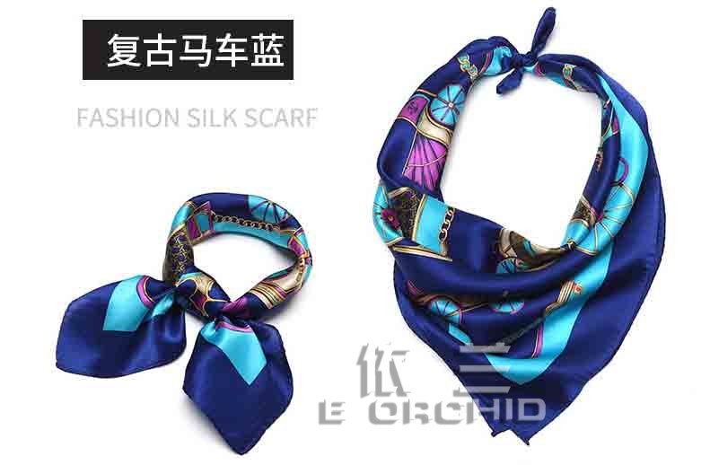 女士職業絲巾 復古馬車藍