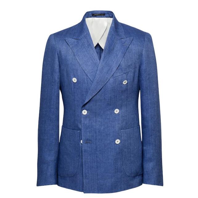 藍色雙排扣羊毛西裝