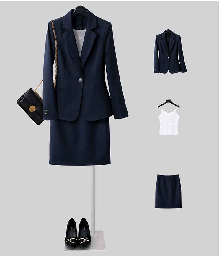 秋季長袖女士一粒扣職業裝套裙