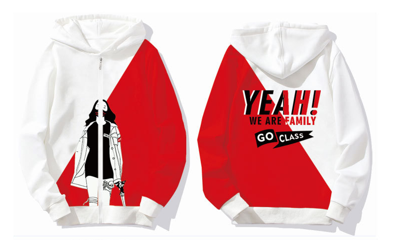 連帽拉鏈衛(wèi)衣印花男士款式圖